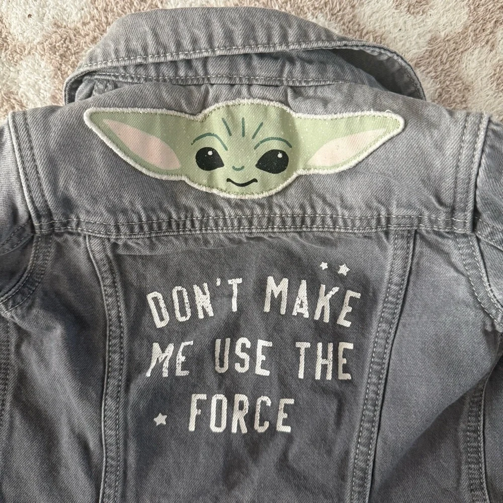 Star Wars Baby Gap Jean Jacket Size 18-24 Months Gray Denim Yoda Mandalorian